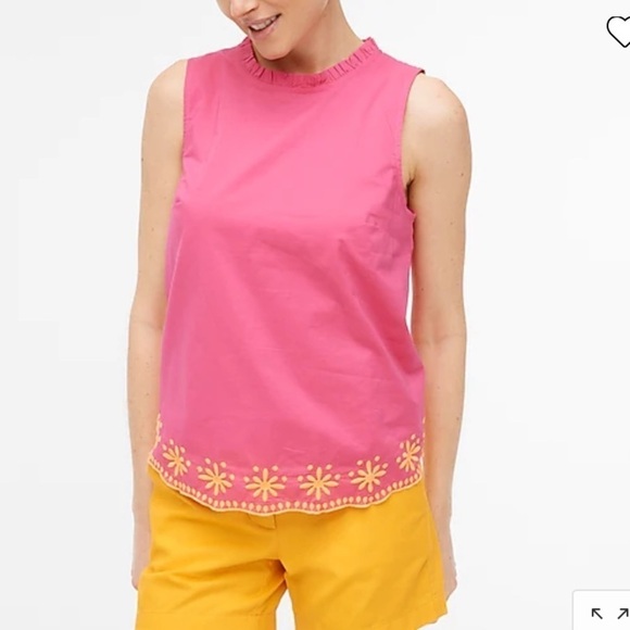 J Crew Factory Cotton high-neck swing top with embroidery BI353 - Picture 2 of 5